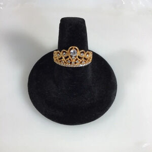 Sparkling Tiara Cubic Zirconia Gold Fashion Ring - Size 11